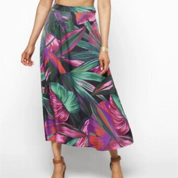 Farm Rio Tropical Pink Green Bohemian Romantic Nature Women's Maxi Skirt Size XL - Picture 1 of 7